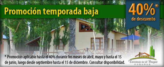 Promoción temporada baja hasta el 40% durante los meses de abril, mayo y hasta el 15 de junio, luego desde septiembre hasta el 15 de diciembre. Consulte disponibilidad.